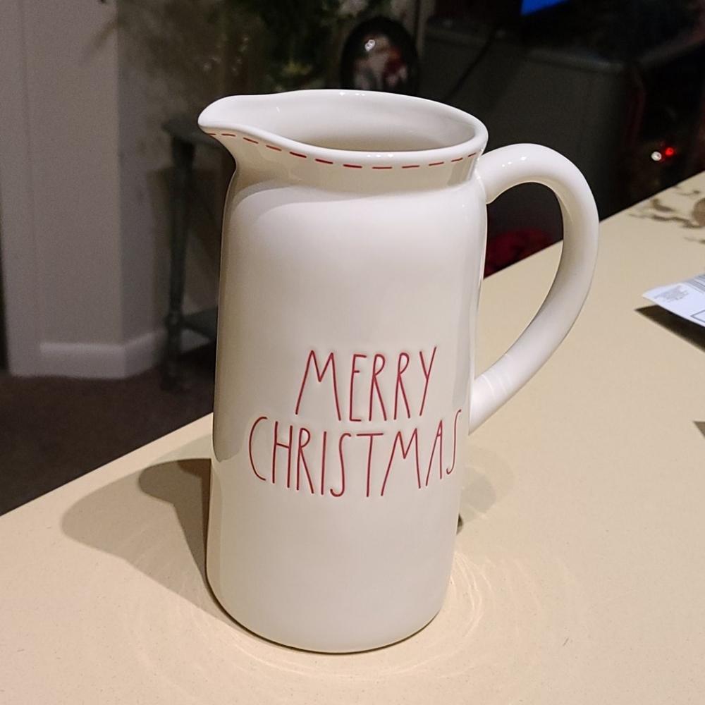 Rae Dunn Merry Christmas Pitcher with Stitching